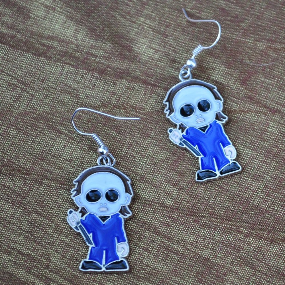 3 for $50 - horror movie monster pierced enamel earrings michael myers (5026)